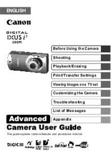 Canon Digital Ixus i-7 manual. Camera Instructions.